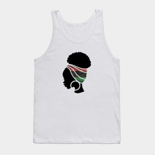 Afro Hair Woman with Pan African Flag Headwrap Tank Top